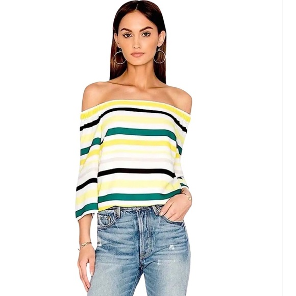1 State Cold Shoulder Striped Top - Picture 2 of 5